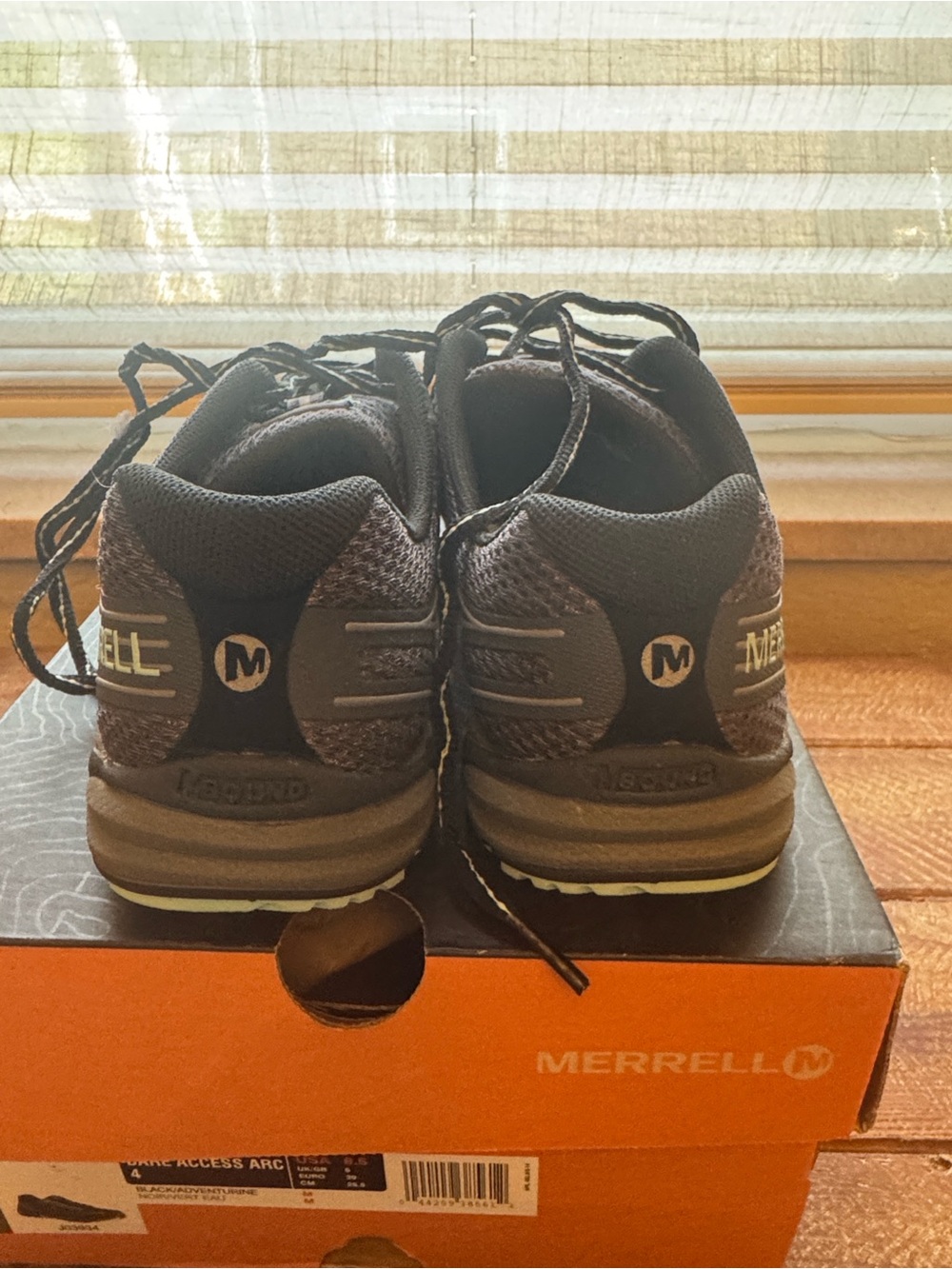 Merrell Women's Bare Access Arc Athletic Shoes - Black and Blue Accents - Picture 5 of 7